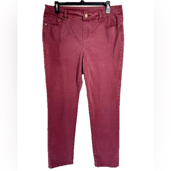 Soft Surroundings Pull On Pants Size PM Burgundy Elastic Waist Cotton Stretch - Picture 1 of 10
